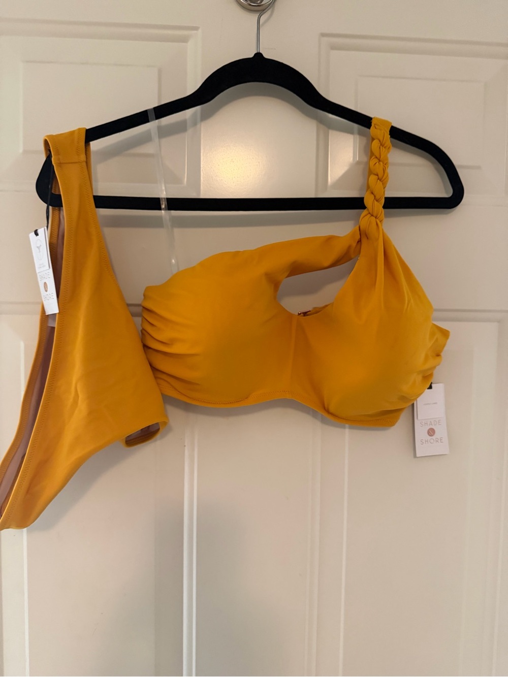 Shade & Shore Mustard One-Shoulder Bra Top